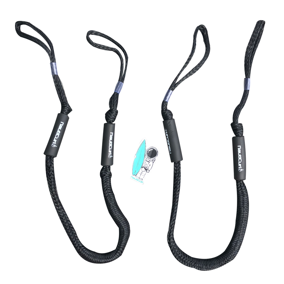 NautiCurl Bungee Boat Ropes - Shock Absorbing (2 Ropes)