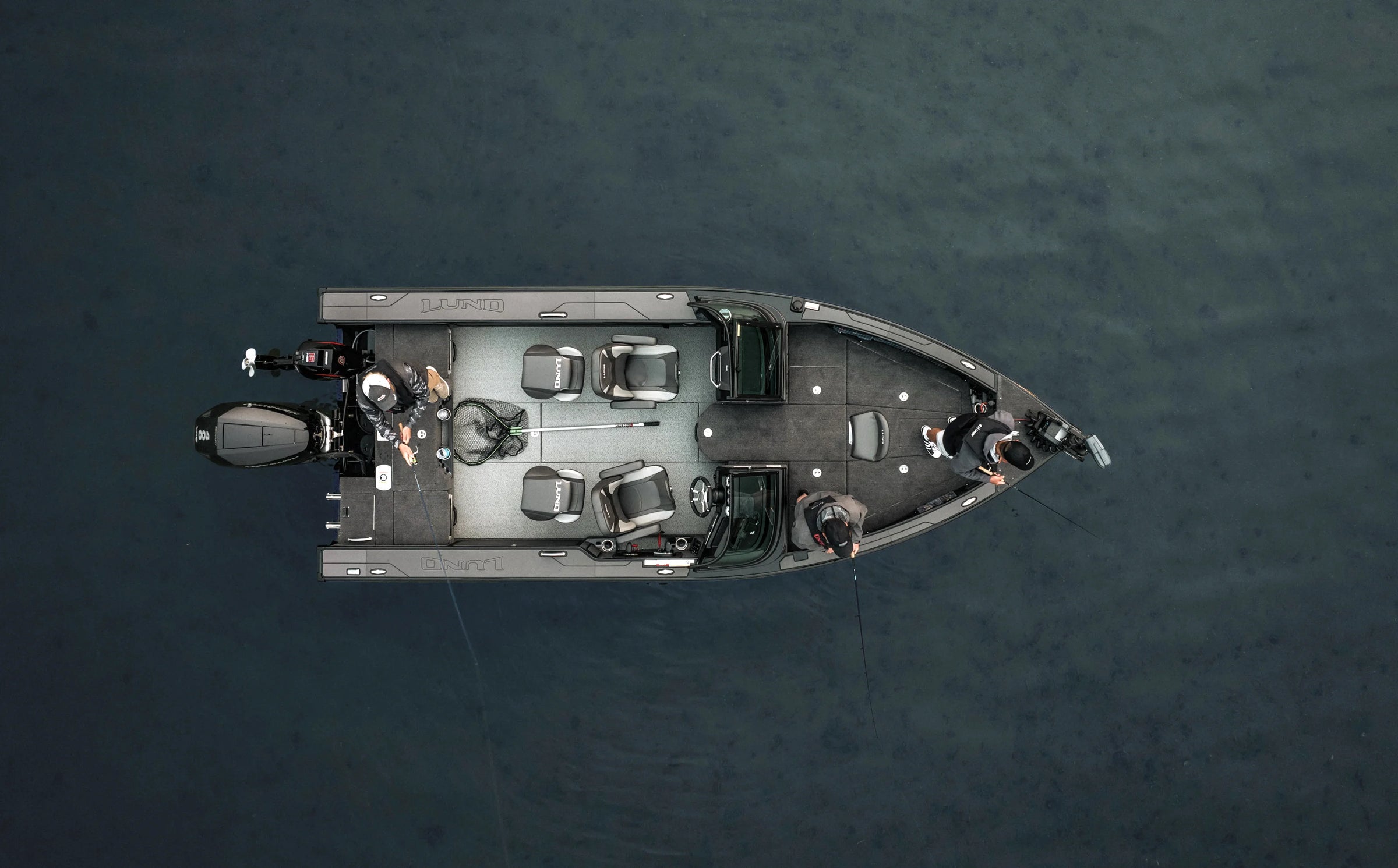 Top-down view of a boat on water